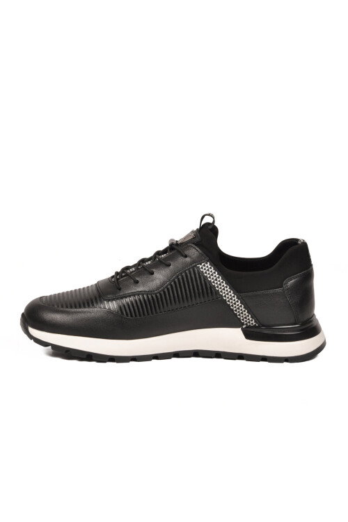 Siyah Hakiki Deri Erkek Casual Sneaker Memory Taban Premium Casual Ayakkabı M033 M