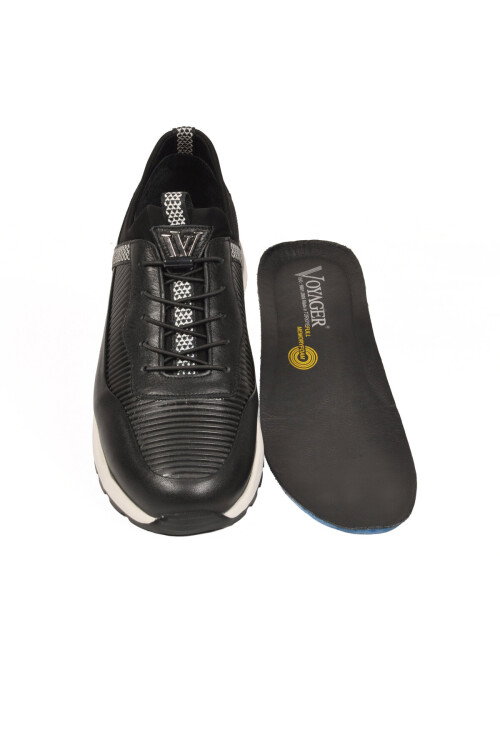 Siyah Hakiki Deri Erkek Casual Sneaker Memory Taban Premium Casual Ayakkabı M033 M