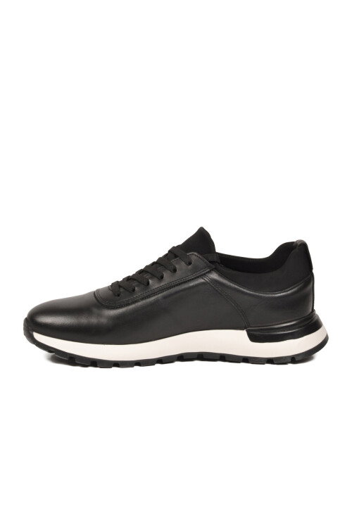 Erkek Siyah Hakiki Deri Casual Ayakkabı Bağcıklı Rahat Konfor Tabanlı Sneaker M294 M