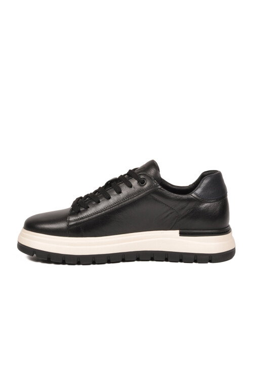 Siyah Hakiki Deri Hafızalı Taban Erkek Casual Ayakkabı Sneaker M387 M