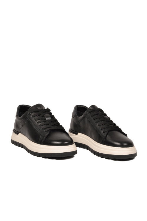 Siyah Hakiki Deri Hafızalı Taban Erkek Casual Ayakkabı Sneaker M387 M