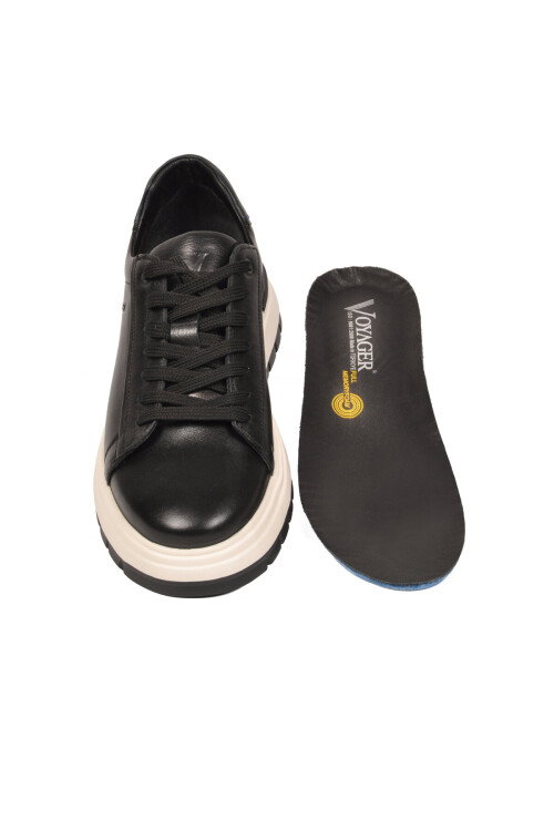 Siyah Hakiki Deri Hafızalı Taban Erkek Casual Ayakkabı Sneaker M387 M
