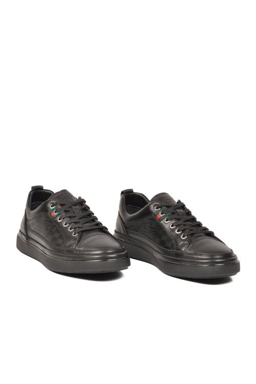 Siyah Hakiki Deri Erkek Sneaker Memory Taban Casual Ayakkabı M665 M
