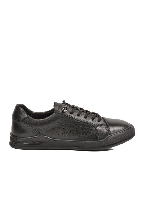 Siyah Hakiki Deri Erkek Sneaker Delikli Nefes Alabilen Casual Memory Taban M682 M
