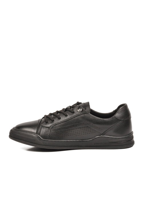 Siyah Hakiki Deri Erkek Sneaker Delikli Nefes Alabilen Casual Memory Taban M682 M