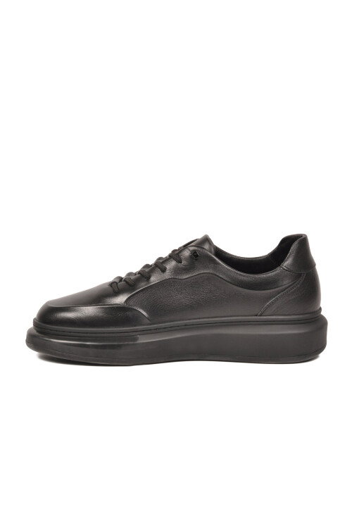 Siyah Hakiki Deri Erkek Sneaker  Memory Taban Premium Casual Ayakkabı M704-1 M