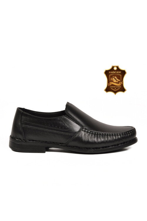 Erkek Hakiki Deri Siyah Loafer Ayakkabı Klasik Mokasen Konfor Taban 3607 M