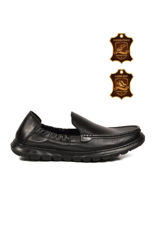 Siyah Erkek Hakiki Deri Smart Casual Loafer Ayakkabı Hafızalı Rahat Taban Sensitive M599 M