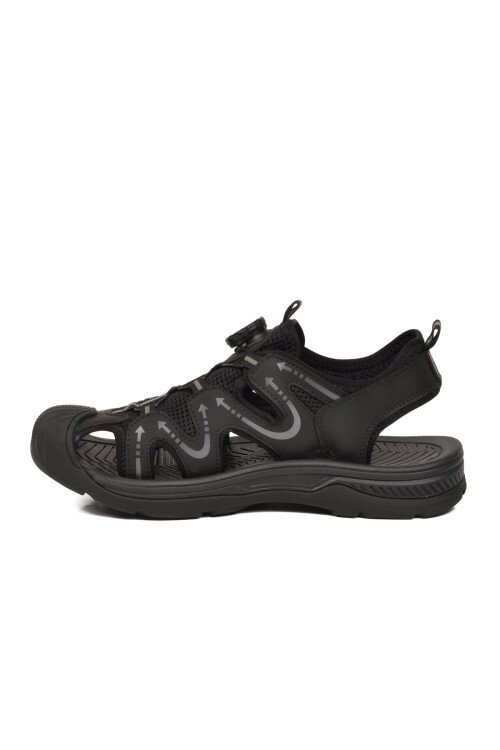 Erkek Outdoor Trekking Sandalet Nefes Alabilen Yapı Misina Bağcık Siyah E339 M