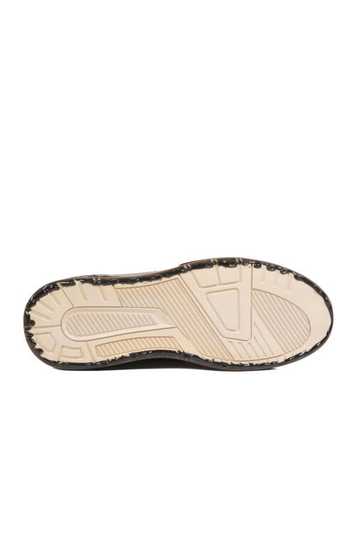 Siyah Hakiki Deri Kroko Desenli Kalın Taban Erkek Casual Ayakkabı Sneaker E058 M