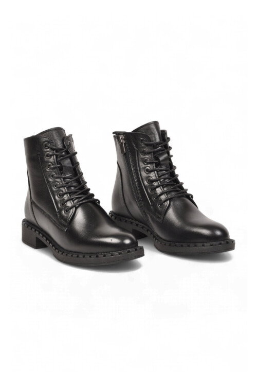 Black Genuine Leather Anatomical Womens Boots 8495 Z