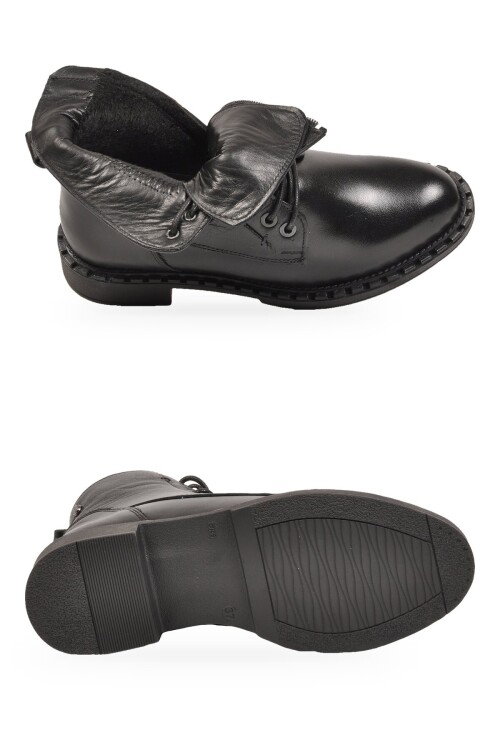 Black Genuine Leather Anatomical Womens Boots 8495 Z