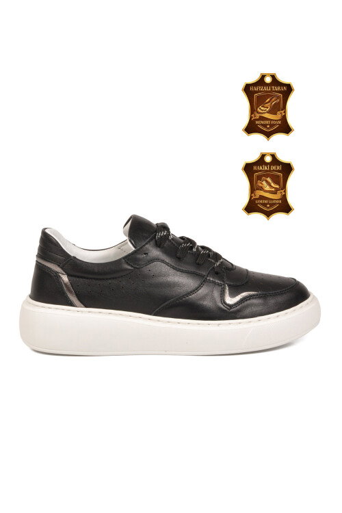 Siyah Hakiki Deri anatomik Tabanlı Kadın Casual Ayakkabı Sneaker Z202 Z