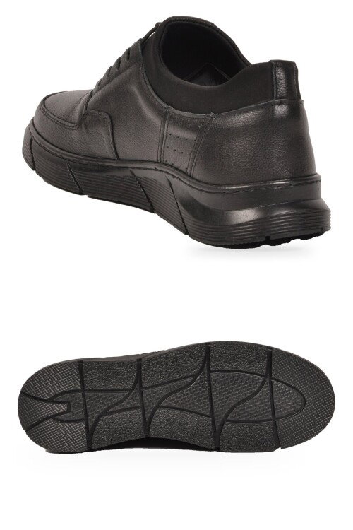 Black Genuine Leather Rubber Laced Mens Casual Shoes 137 M