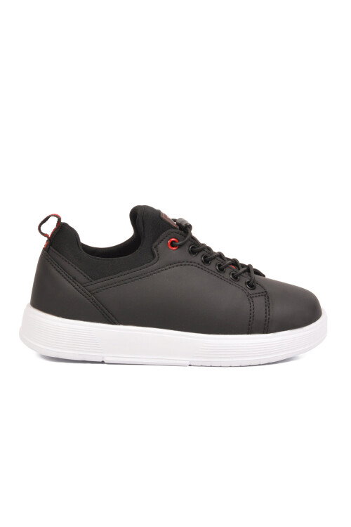 Siyah-Kırmızı Lastik Bağcıklı Comfort Rahat Tabanlı Erkek Çocuk Sneaker Balase F