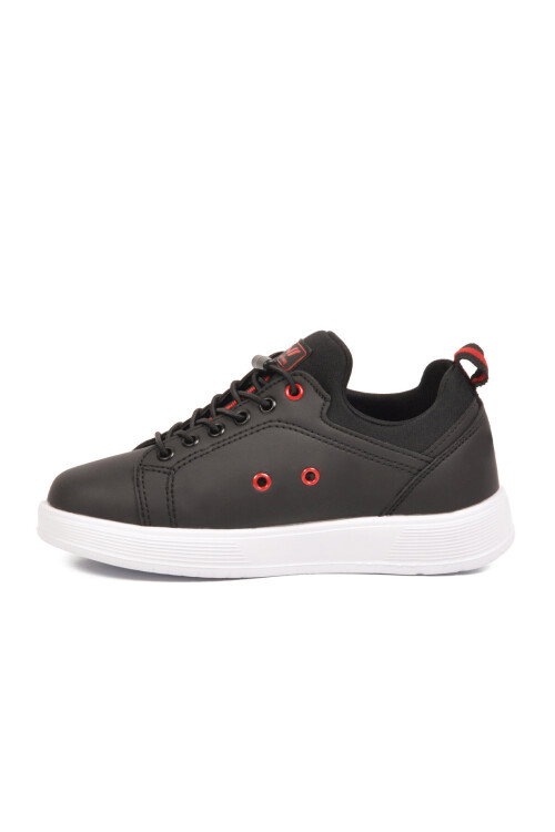 Siyah-Kırmızı Lastik Bağcıklı Comfort Rahat Tabanlı Erkek Çocuk Sneaker Balase F