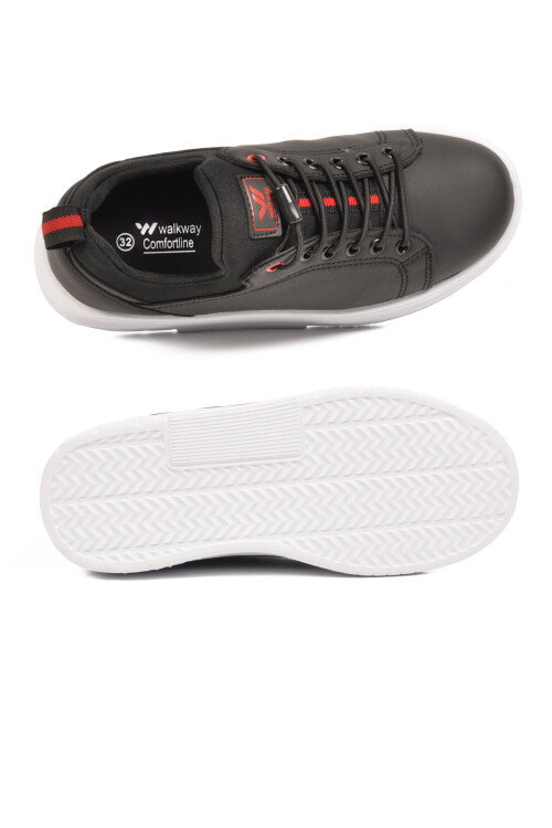 Siyah-Kırmızı Lastik Bağcıklı Comfort Rahat Tabanlı Erkek Çocuk Sneaker Balase F