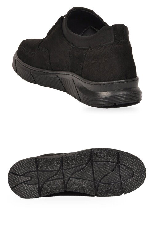 Black Nubuck Genuine Leather Rubber Laced Mens Casual Shoes 137 M