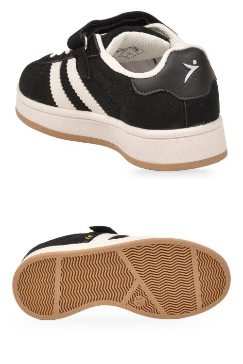 Siyah Cırt Bantlı Unisex Çocuk Yürüyüş ve Spor Ayakkabı Sneaker Coop F