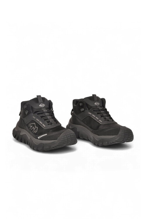 Siyah Bağcıklı Kalın Kaymaz Tabanlı Erkek Outdoor Trekking Bot 26K513 