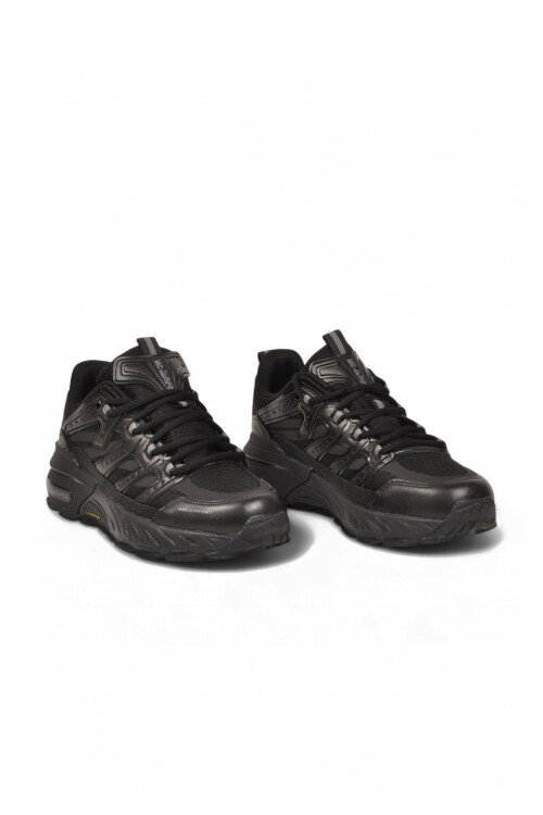 Bağcıklı Kauçuk Taban Ortopedik Siyah Erkek Yürüyüş ve Spor Ayakkabı Sneaker 2427