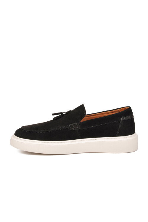 Erkek Siyah Süet Rahat Tabanlı Şık Hakiki Deri Smart Casual Ayakkabı Loafer 6795 M