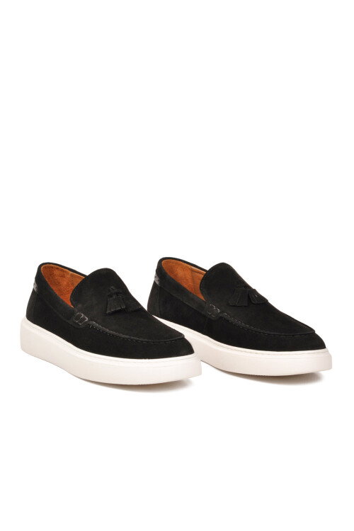 Erkek Siyah Süet Rahat Tabanlı Şık Hakiki Deri Smart Casual Ayakkabı Loafer 6795 M