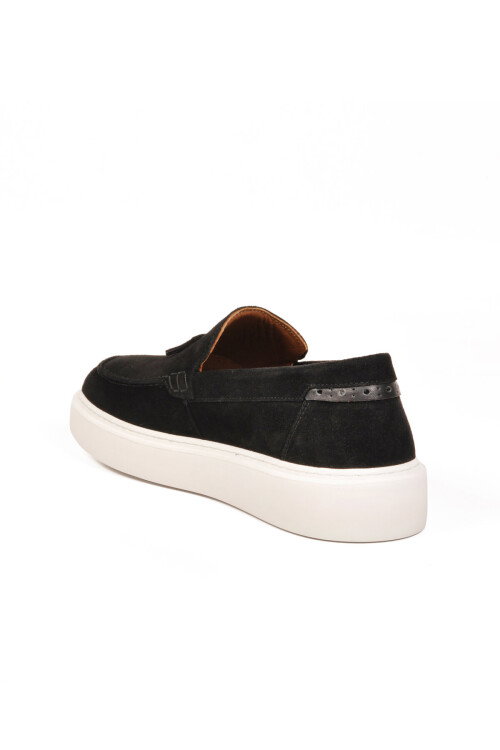 Erkek Siyah Süet Rahat Tabanlı Şık Hakiki Deri Smart Casual Ayakkabı Loafer 6795 M