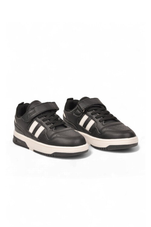 Siyah Cırt Bantlı Unisex Çocuk Yürüyüş ve Spor Ayakkabı Sneaker Foor F