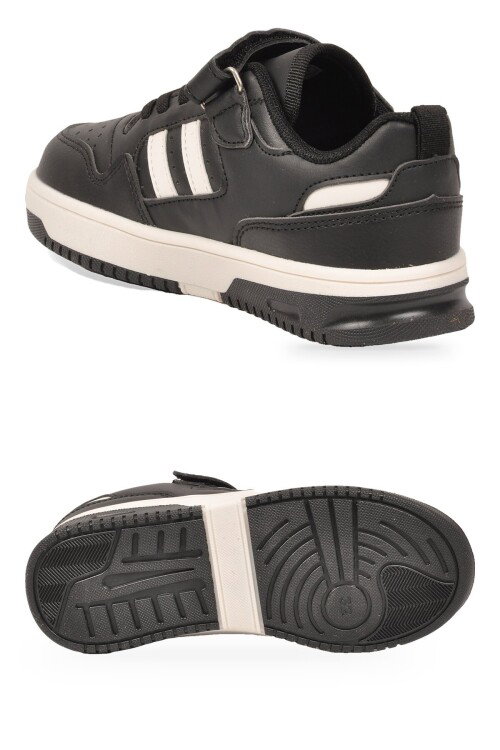 Siyah Cırt Bantlı Unisex Çocuk Yürüyüş ve Spor Ayakkabı Sneaker Foor F