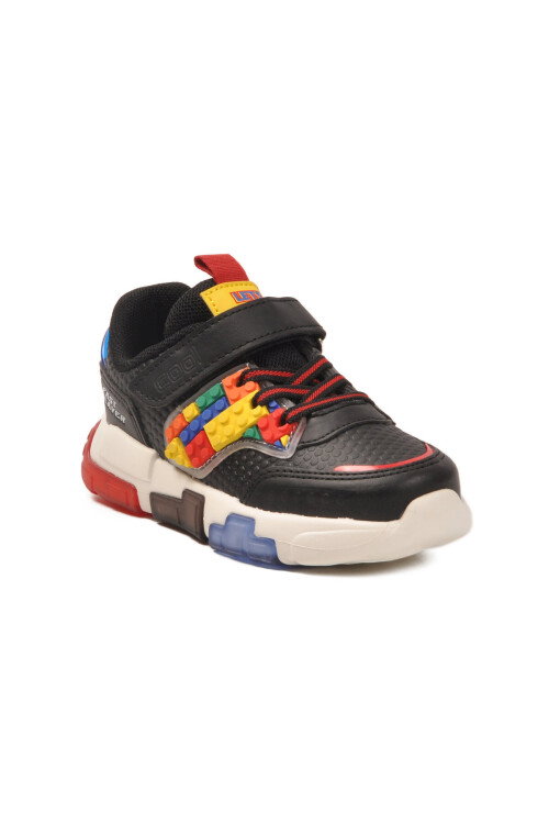 Siyah Cırtlı Işıklı Desenli Kız Çocuk Spor Ayakkabı Sneaker Heros P