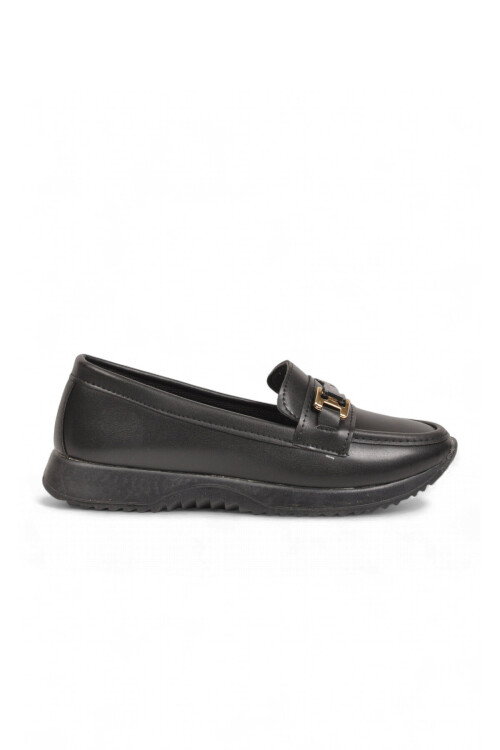 Tokalı Hafif Rahat Kadın Siyah Klasik Casual Ayakkabı Loafer 067 26K Z