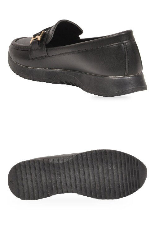 Tokalı Hafif Rahat Kadın Siyah Klasik Casual Ayakkabı Loafer 067 26K Z