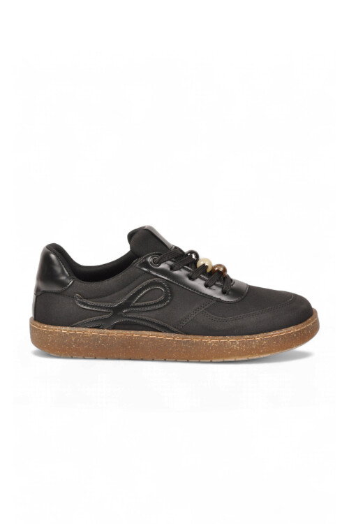 Kadın Siyah Şık Rahat Bağcıklı Casual Yürüyüş Spor Ayakkabı Sneaker 669253