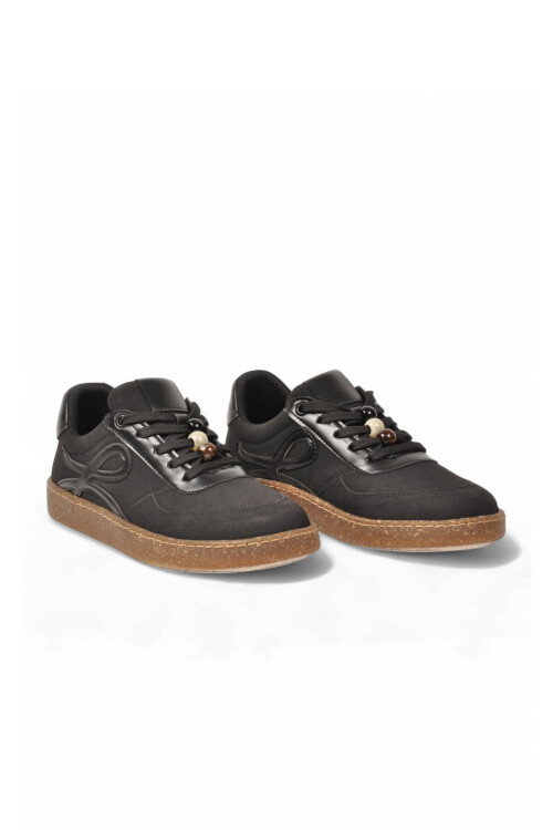 Kadın Siyah Şık Rahat Bağcıklı Casual Yürüyüş Spor Ayakkabı Sneaker 669253