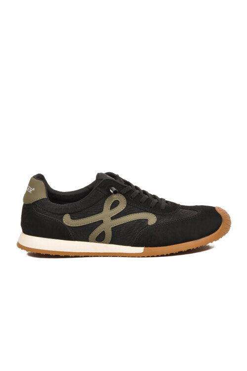 Siyah Bağcıklı Hafızalı Rahat Tabanlı Retro Erkek Casual Ayakkabı Sneaker E472 M