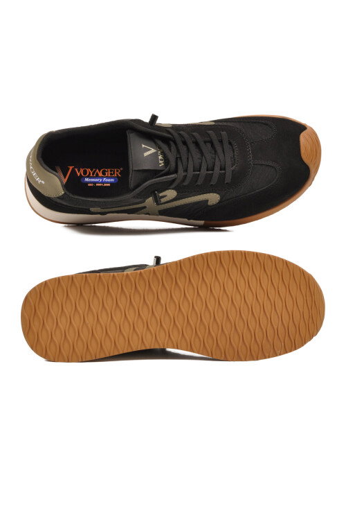 Siyah Bağcıklı Hafızalı Rahat Tabanlı Retro Erkek Casual Ayakkabı Sneaker E472 M
