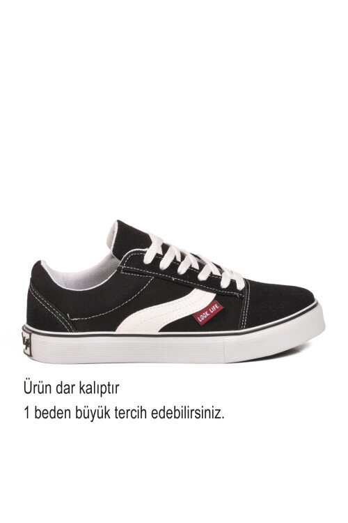 Siyah Dar Kalıp Nefes Alan Bağcıklı Keten Erkek Spor Ayakkabı Sneaker 1002 G