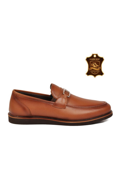 Erkek Hakiki Deri Tokalı Loafer Ayakkabı Klasik Smart Casual Taba 5768 M