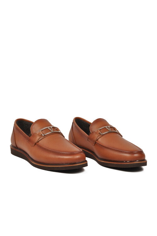 Erkek Hakiki Deri Tokalı Loafer Ayakkabı Klasik Smart Casual Taba 5768 M