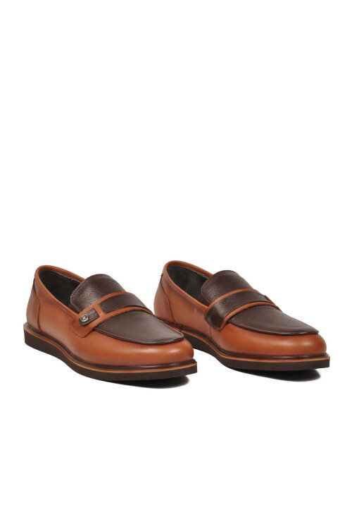 Erkek Taba Rahat Tabanlı Şık Hakiki Deri Casual Ayakkabı Loafer 5769 M