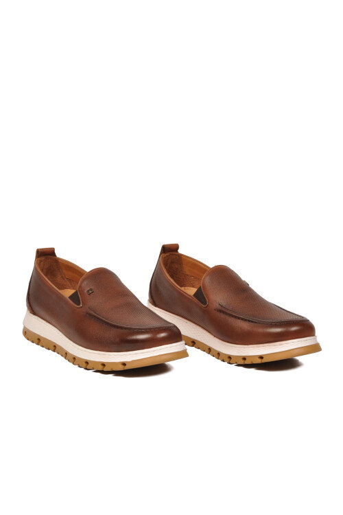 Erkek Taba Hakiki Deri Rahat Tabanlı Şık Makosen Casual Ayakkabı Loafer 6574 M