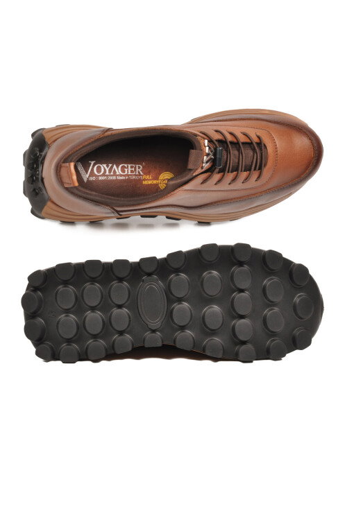 Taba Premium Hakiki Deri Erkek Casual Ayakkabı Memory Kalın Tabanlı Sneaker M084-2 M