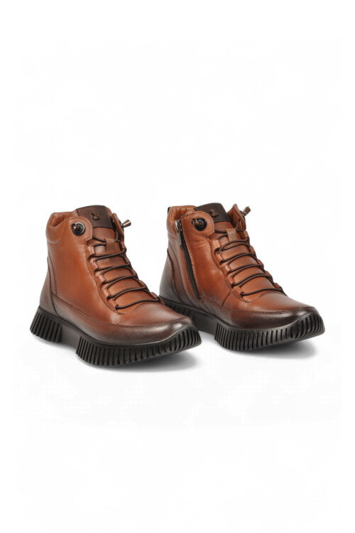 Tan Genuine Leather Womens Boots 25405001K Z