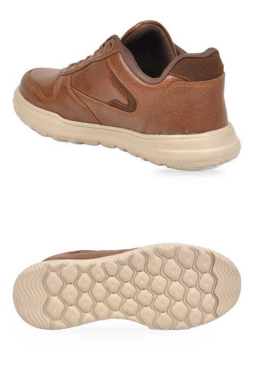 Taba Bağcıklı Hafif Rahat Tabanlı Erkek Casual Yürüyüş Ayakkabı Sneaker 2297 Cilt