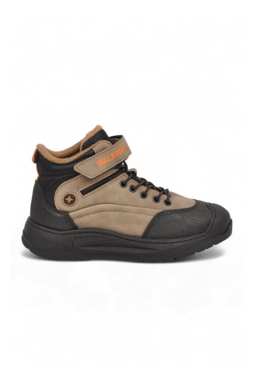Bej-Turuncu Cırt Bantlı Kauçuk Tabanlı Erkek Çocuk Sneaker Bot Surge 2037