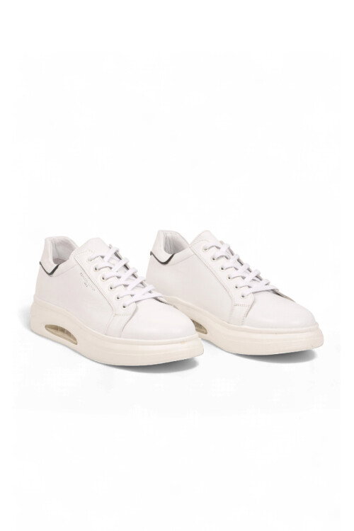 Kauçuk Tabanlı Bağcıklı Sneaker Beyaz Hakiki Deri Erkek Casual Ayakkabı XS2456-6015 