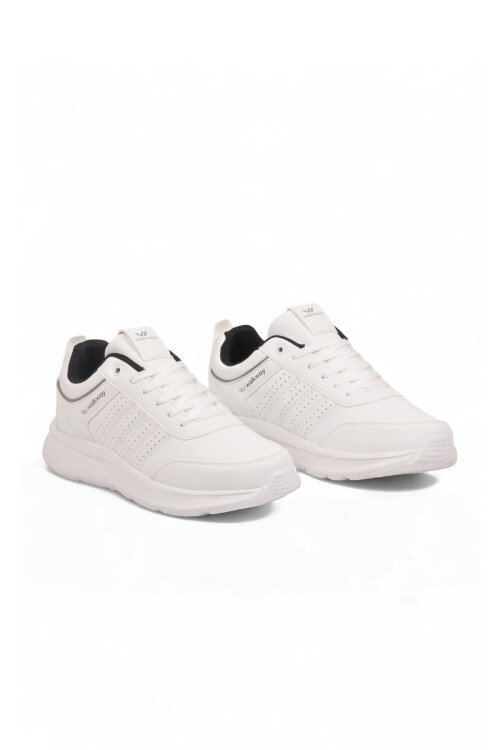 Beyaz Bağcıklı Hafif Esnek Rahat Erkek Yürüyüş ve Spor Ayakkabı Sneaker Wood 4040
