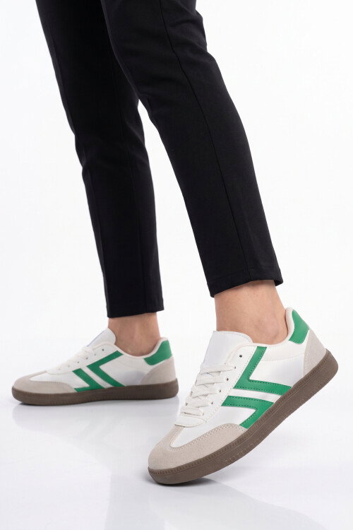Beyaz-Yeşil Bağcıklı Hafif Rahat Unisex Yürüyüş ve Spor Ayakkabı Sneaker 234750
