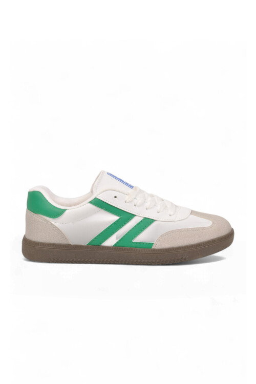 Beyaz-Yeşil Bağcıklı Hafif Rahat Unisex Yürüyüş ve Spor Ayakkabı Sneaker 234750